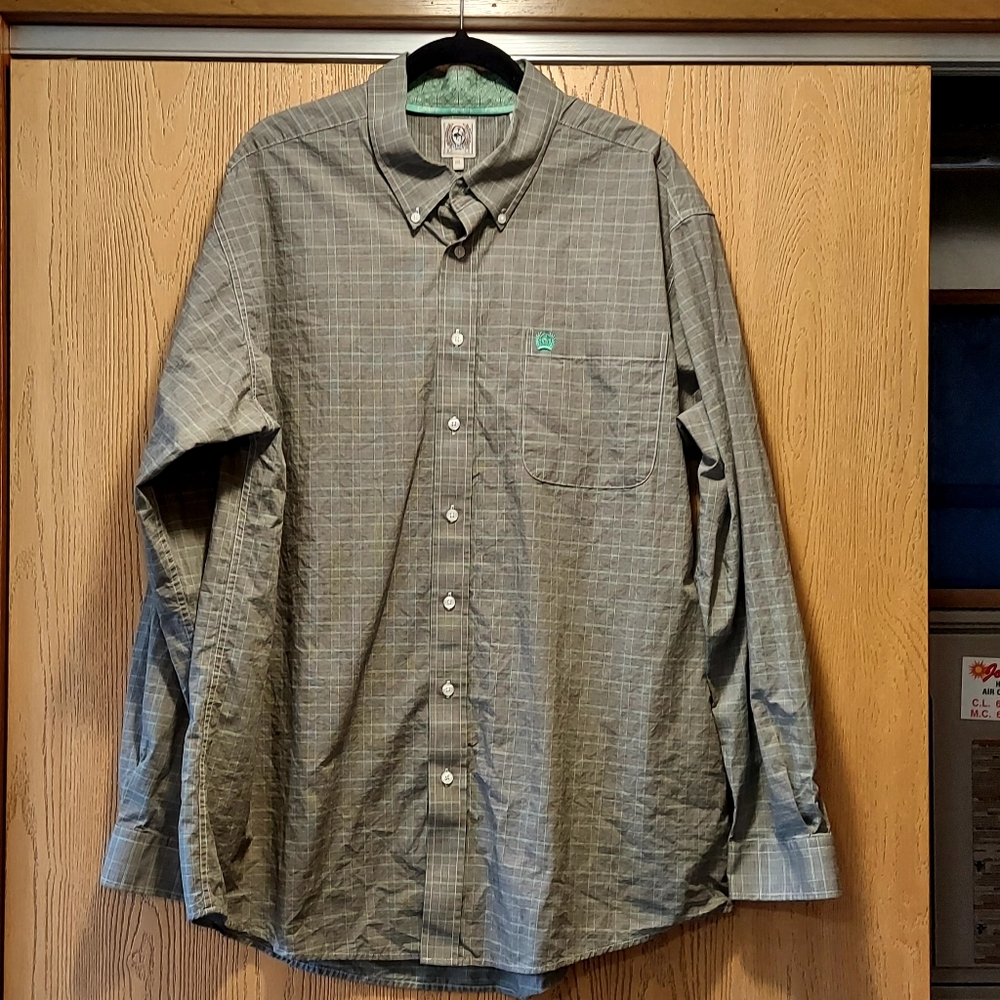 Cinch Men's Gray/mint Green Plaid Button Down Shirt